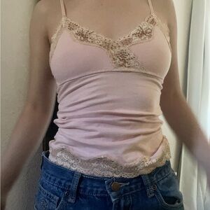 Lace Trim Pink Cami Top